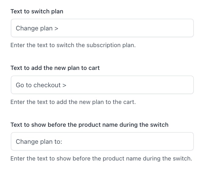 Switch plan texts