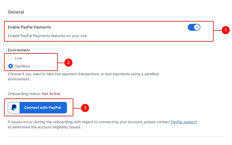 PayPal connect button