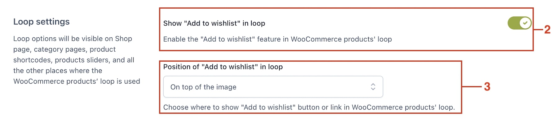 Loop settings