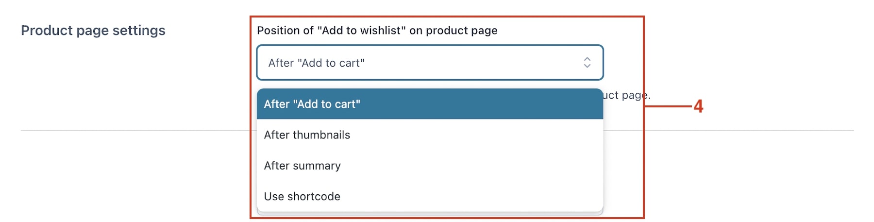Product page settings