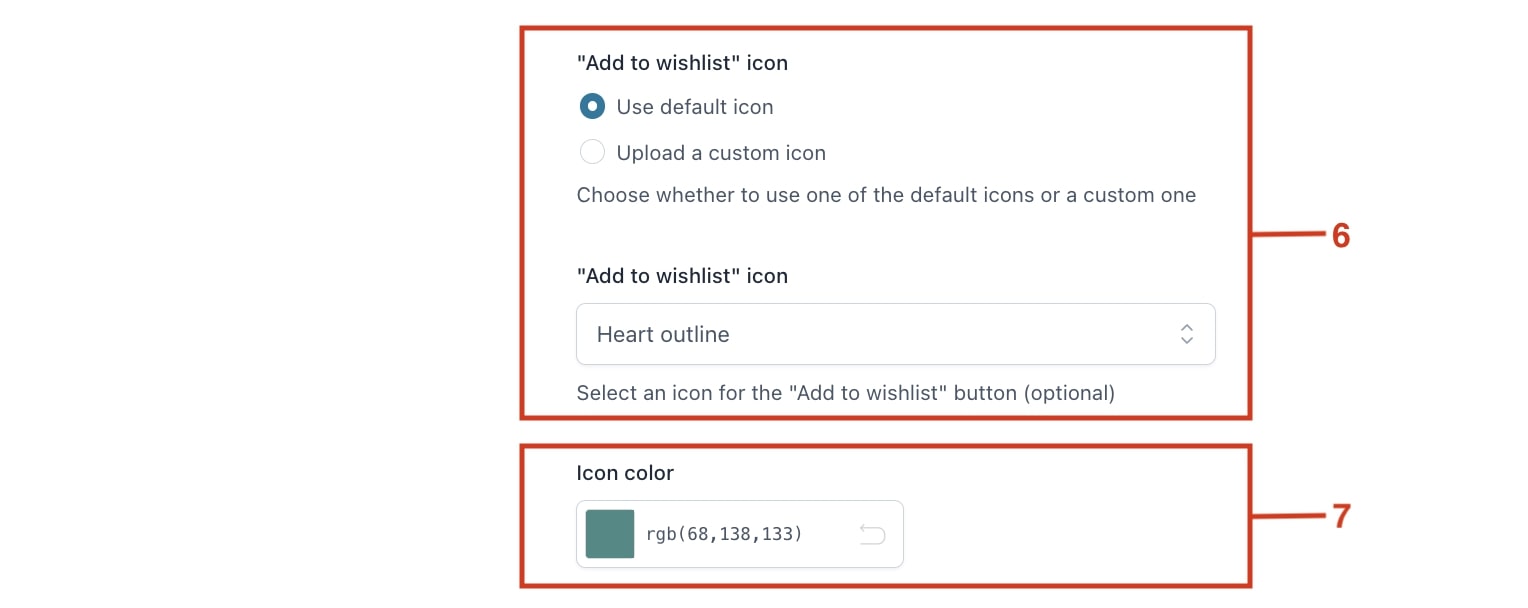 Add to wishlist icon options